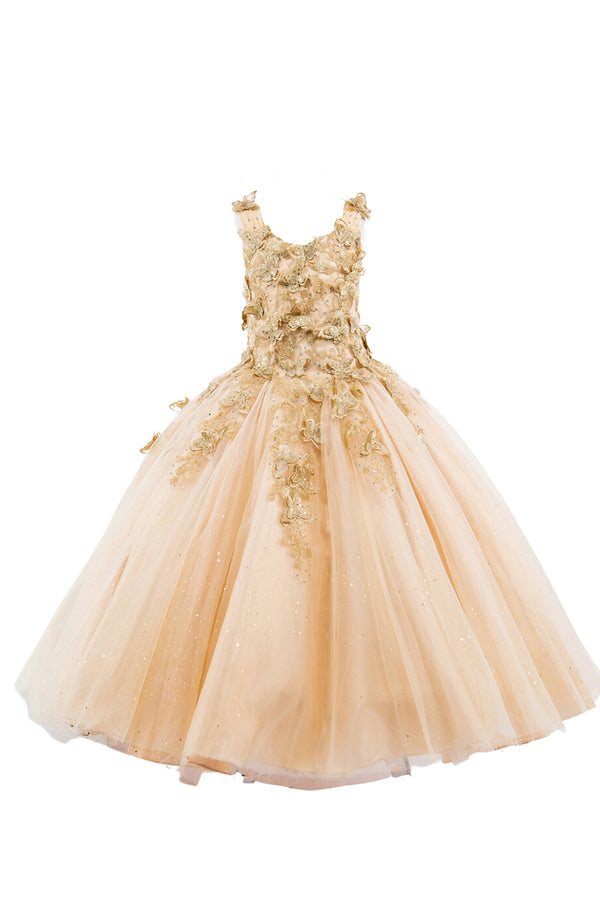 Bliss Multi-Color Metallic 3D Butterflies Glitter Tulle Pageant Princess Dress Gown 2-16 - SophiasStyle.com